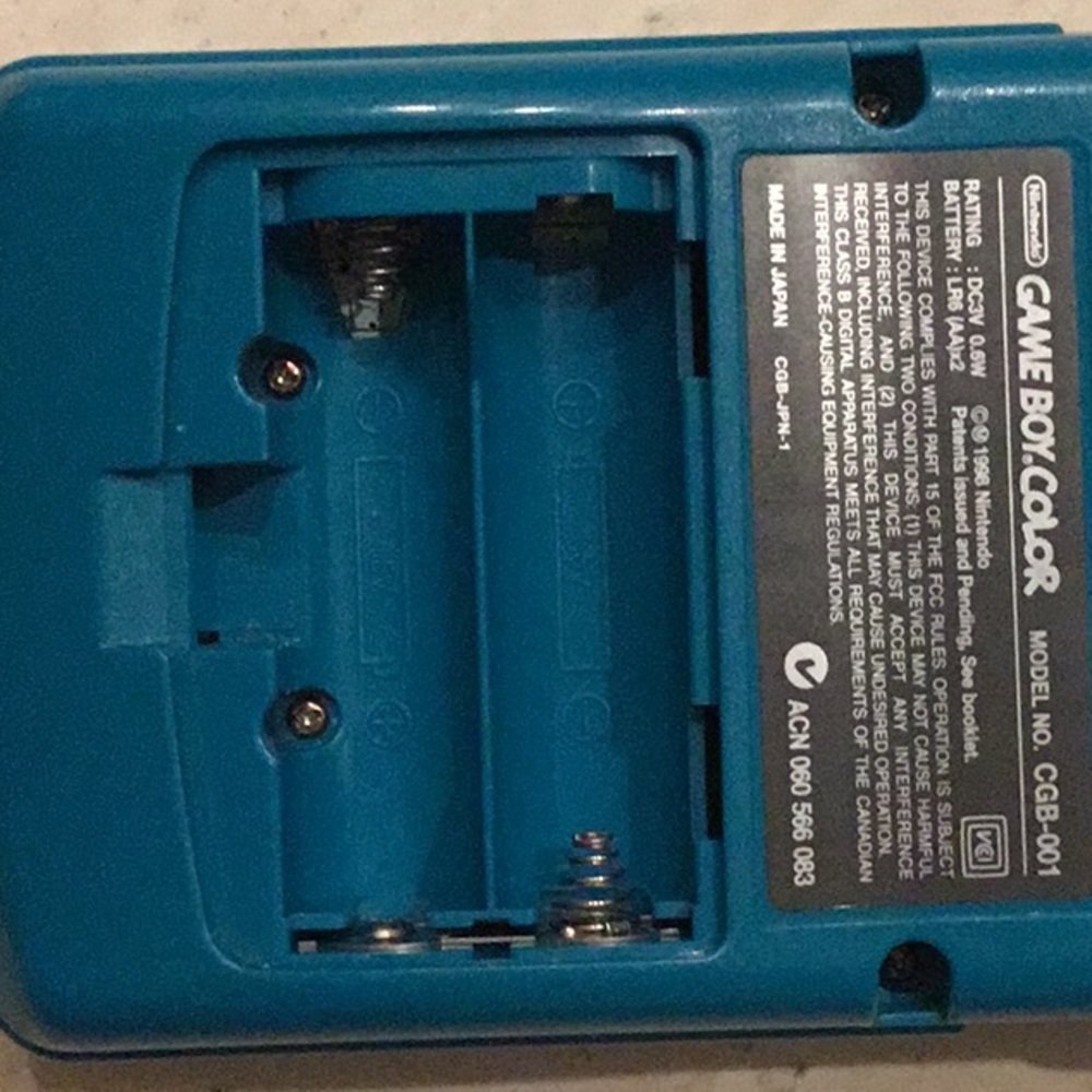 Nintendo Gameboy Color Console System Teal Blue Handheld Game Boy Authentic - Picture 10 of 16